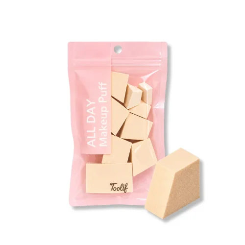 Toolif All Day Full Cover Wedge Puff 10P - Klínkové houbičky na make-up
