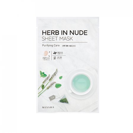 MISSHA Herb In Nude Sheet Mask (Purifying Care) – Bylinná plátýnková maska s čistícím efektem