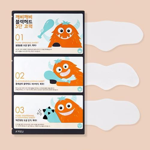 A'PIEU Goblin Blackhead 3-Step Nose Pack – 3 fázová péče pro eliminaci černých teček