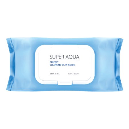 SUPER AQUA Perfect Cleansing Oil In Tissue (Large Volume) – Osvěžující čistící ubrousky 80ks