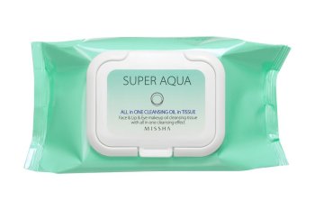 MISSHA Super Aqua All-in-one Cleansing Oil in Tissue - Čistiace a odličovacie obrúsky