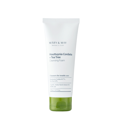 MARY&MAY Houttuynia Cordata + Tea Tree Cleansing Foam - Upokojujúca čistiaca pena pre problematickú pleť