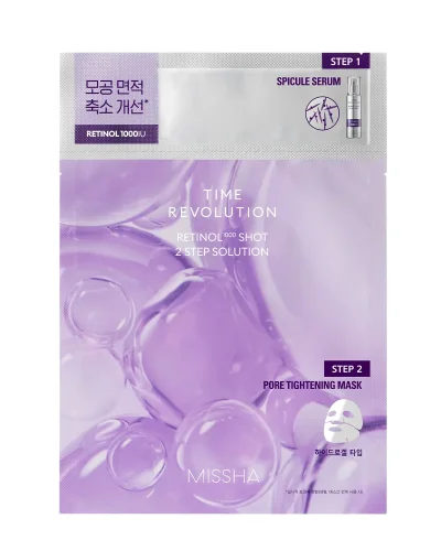 MISSHA Time Revolution Retinol 1000 Shot 2-Step Solution Mask - Dvoukroková maska s retinolem