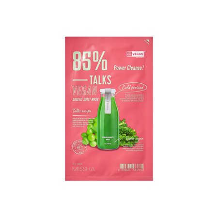 MISSHA Talks Vegan Squeeze Sheet Mask - Čistící Veganská Plátýnková Maska (Green Grape/Kale)