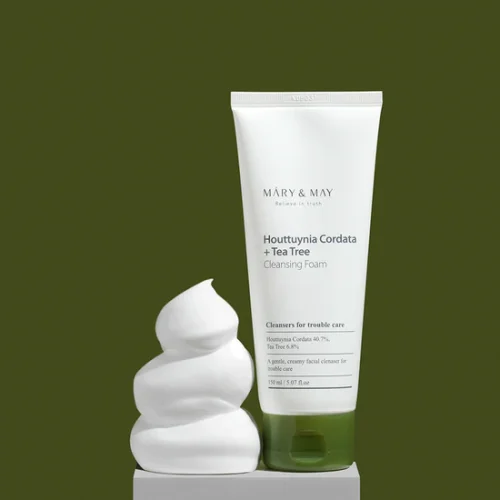 MARY&MAY Houttuynia Cordata + Tea Tree Cleansing Foam - Upokojujúca čistiaca pena pre problematickú pleť